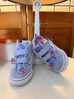 Vans Kids Light Purple Butterfly Velcro Sneakers